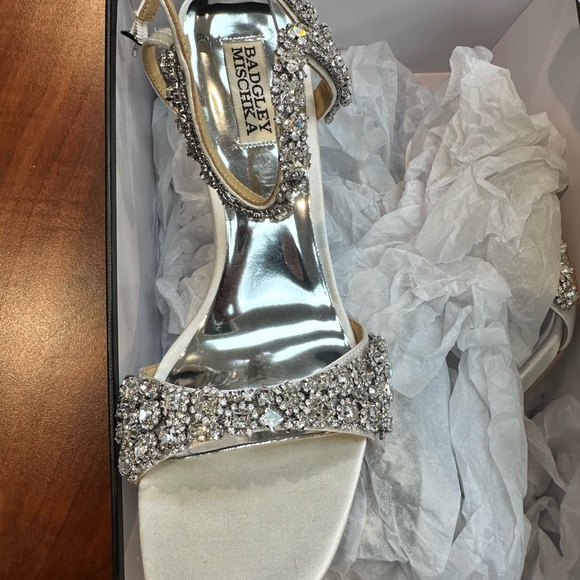 Badgley Mischka Shoes - Badgley Mischka Silver Embellished Heels